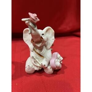 Lenox Tons of Love Elephant Figurine Porcelain Rose Heart Box Gold Trim